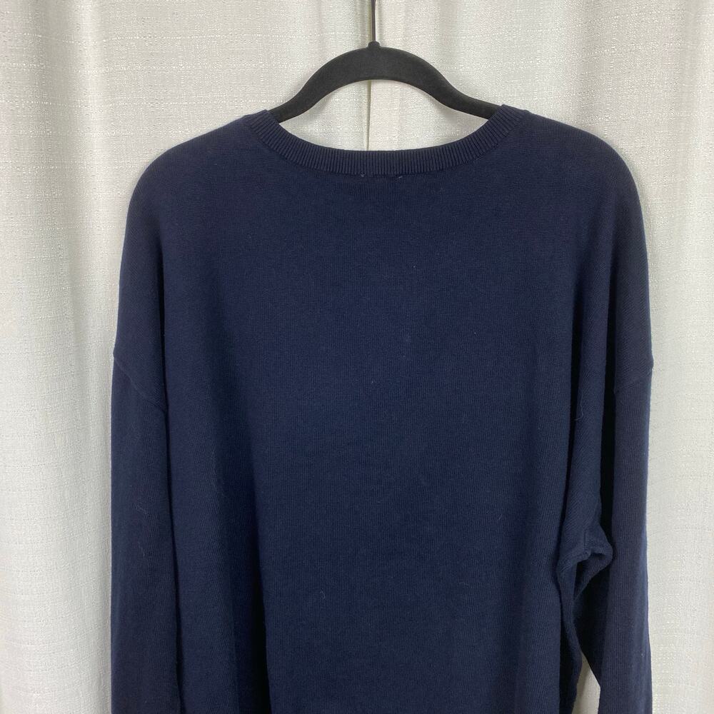 Talbots Dark Navy Blue Holiday Tree&Snowflake Crewneck Sweater Sz.2X NWT - Picture 10 of 13